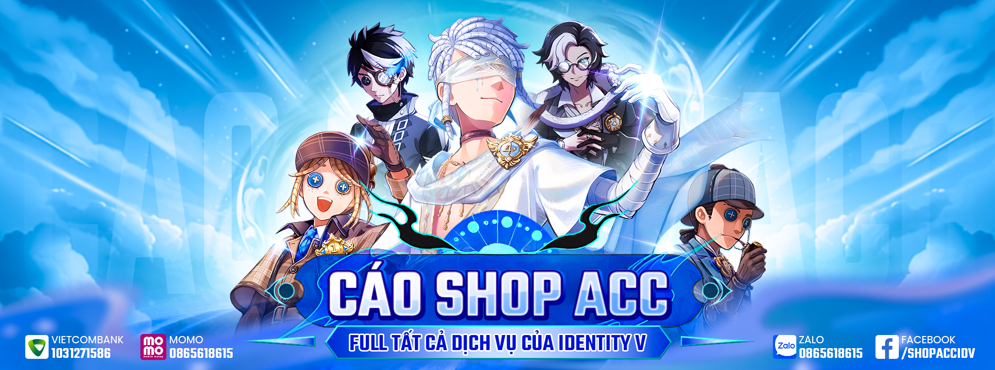 Shop Acc Identity V uy tín chuyên cung cấp tài khoản IDV giá rẻ, đa dạng nhân vật – trang phục hiếm – tài khoản VIP. Hỗ trợ nạp Echoes giá tốt, dịch vụ nhanh chóng, an toàn tuyệt đối. Cam kết chất lượng – bảo hành – hỗ trợ 24/7.
